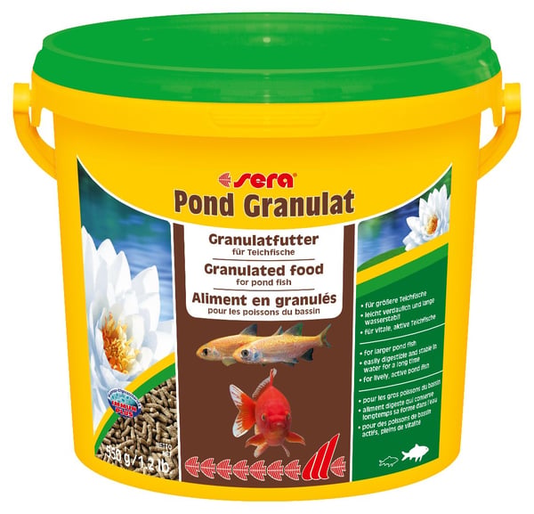 sera Pond Granulat, Dammfisk, Torr fiskmat, Pellets, Vitamin A, Vitamin B1, Vitamin B2, Vitamin C, Vitamin D3, Vitamin E, Stor, Medium, 32,1%