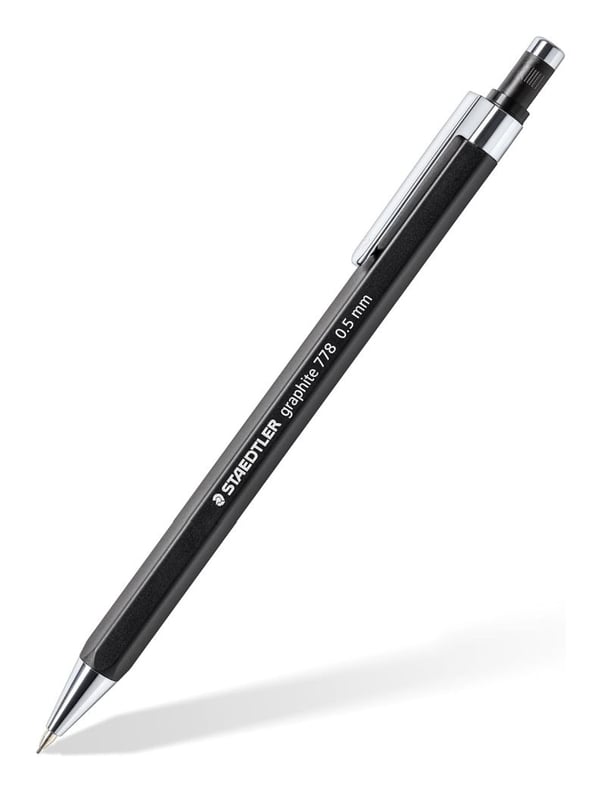 Staedtler 778 05-9, Kahdeksankulmainen, musta, musta, Metalli, Sisäänvedettävä, Metalli