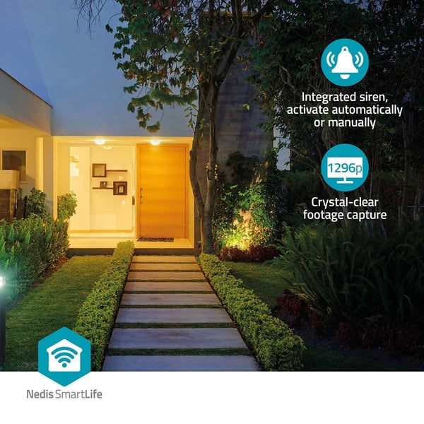 Nedis SmartLife IP-kamera utendørs | Spotlight | 3MP Full HD 1296p | Pan tilt | IP65
