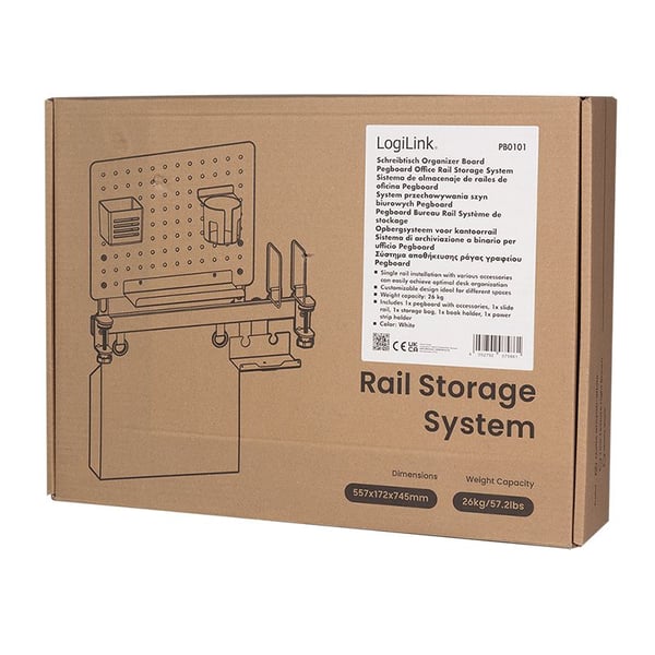LogiLink PB0101, Stål, Plast, Hvit, Monokromatisk, Universell, 26 kg, 557 mm