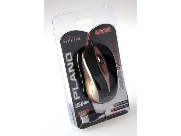 Media-Tech PLANO MT1091MO - Mus - ergonomisk - optisk - 3 knappar - kabelansluten - USB