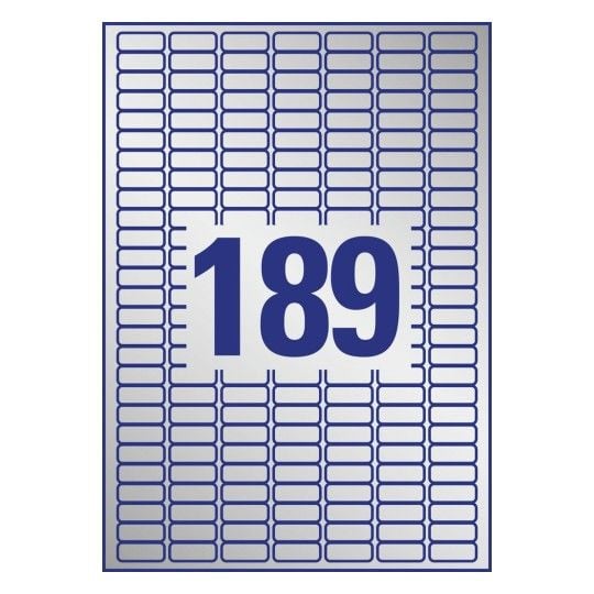 Avery Heavy Duty Laser Labels - Polyester - sølv - 10 x 25.4 mm 3780 stk (20 ark x 189) merkelapper