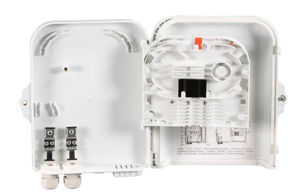 FTTH IP65 koblingsboks for 8 fibre, 8 koblinger og fiberoverflødig lengdeholder (FTTH-BOX-OUT-2)