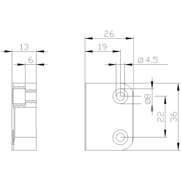 Solenoide rektang lille 25x36mm magnetaf