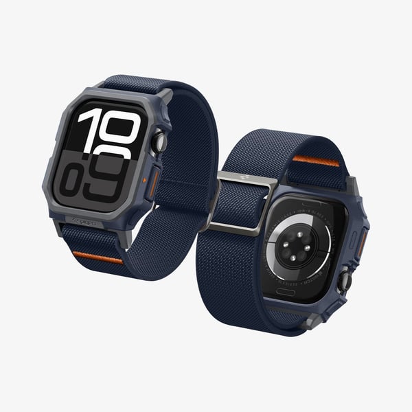 Spigen Lite Fit Pro, Kotelo + hihna, Älykello, Laivasto, Apple, Apple Watch 10 (46mm), Polyesteri, Termoplastinen polyuretaani (TPU)