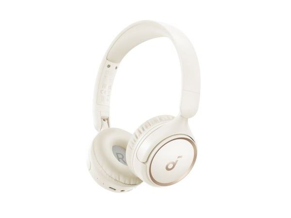 Soundcore H30i - Hörlurar med mikrofon - på örat - Bluetooth - trådlös, kabelansluten - 3,5 mm kontakt - vit