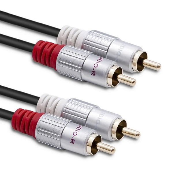 Qoltec - Lydkabel - RCA x 2 hann til RCA x 2 hann - 50 cm - svart