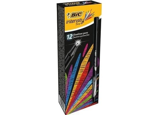BIC fineliner Intensity, Fint, 1 farger, Sort, 0,4 mm, Sort, 12 stykker
