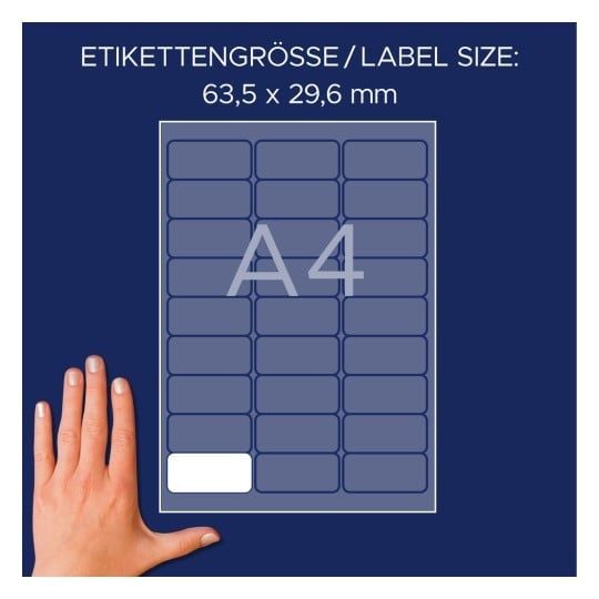 Avery L4784 - Silke - hvit - 29.6 x 63.5 mm 540 stk (20 ark x 27) etiketter til navneplater