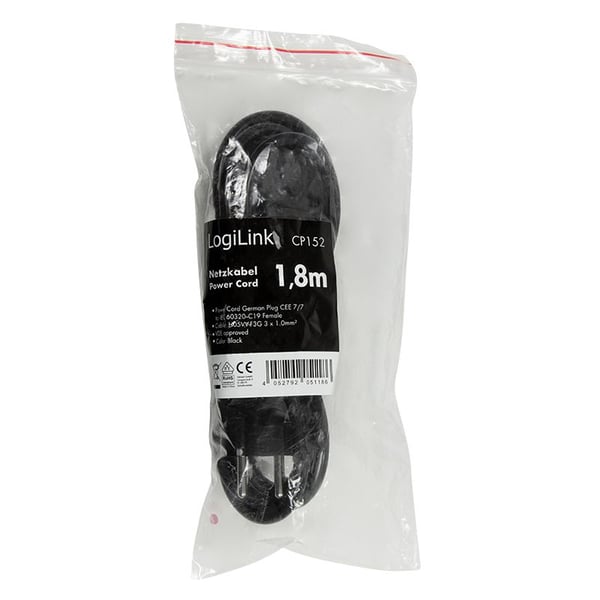 LogiLink CP152, 1,8 m, CEE7/7, IEC C19, 250 V