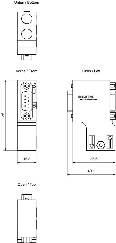 Siemens 6ES7972-0BA52-0XA0 6ES79720BA520XA0 PLC-kontakt
