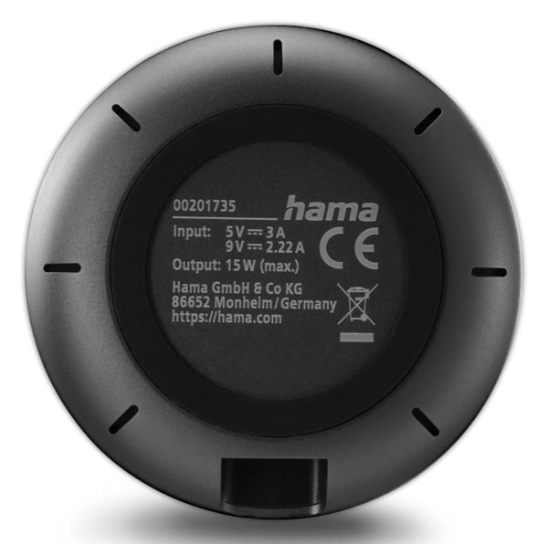 Hama 00201735, Innendørs, USB, Trådløs lading, Svart