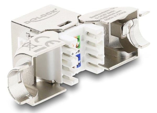 DeLOCK 90798, Tasainen/kulmassa, Hopea, Valkoinen, RJ-45, LSA, Naaras, 22/24