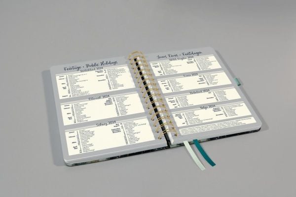 Sigel J4603, Viikoittainen ajanvarauskirja, Kovakantinen, 240 sivua, Musta, Kulta, Vihreä, A5, Kierresidonta