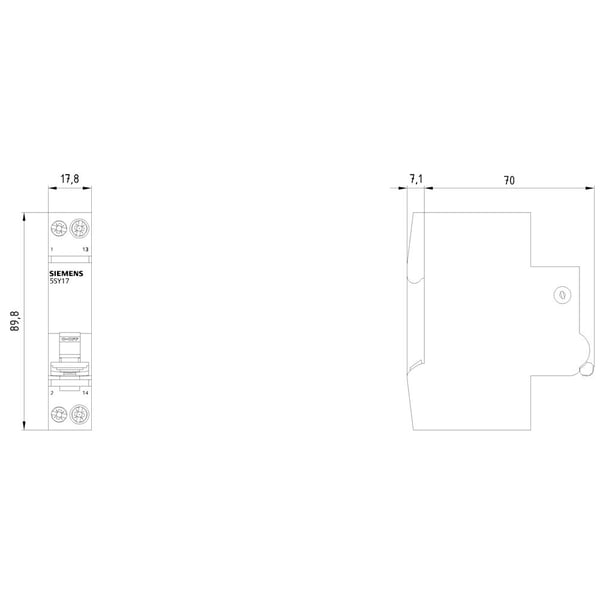 Siemens 5SY1702-2 Säkerhetsbrytare Kan förseglas 72 V/DC 2 A 1 st