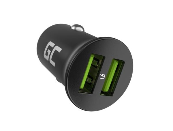 Green Cell GC CADM-GC-36AA - USB-lader 36 W 2x USB-A schwarz, automatisk, innendørs, sigarettenner, 12 V, svart