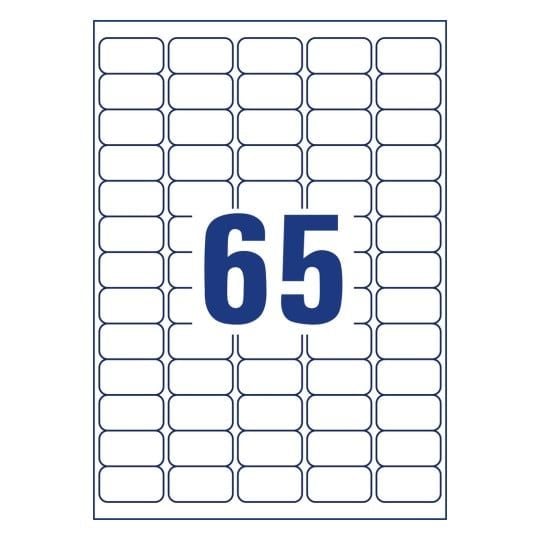 Avery B7651-50, Hvit, Rektangel, Permanent, 38 x 21 mm, A4, Teslin