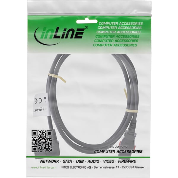 InLine 16931A, 1 m, IEC C13, IEC C14, H05VV-F 3G0.75