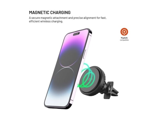 FIXED MagCool - Trådlös laddningshållare för bil - 15 Watt - 3 A - svart