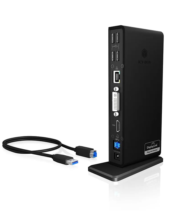 ICY BOX IB-DK2241AC - Dokkingstasjon - USB - DVI, HDMI - GigE