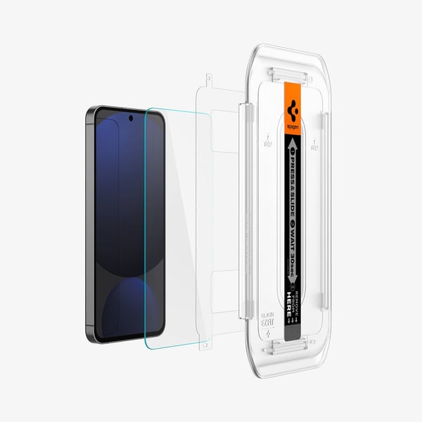 Spigen GLAS.tR EZ Fit, Samsung, Galaxy S24 FE, iskunkestävä, naarmuuntumaton, läpinäkyvä, 1 kpl