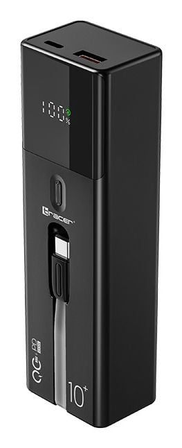 Tracer Quant, 10000 mAh, Litiumioni (Li-Ion), Power Delivery, Quick Charge 3.0, 100 W, musta