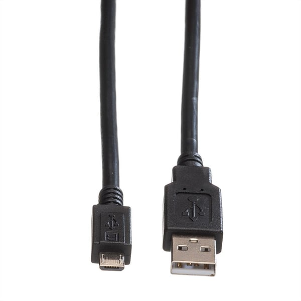 ROLINE 11.02.8752, 1,8 m, USB A, Micro-USB B, USB 2.0, 0,48 Gbit/s, Svart