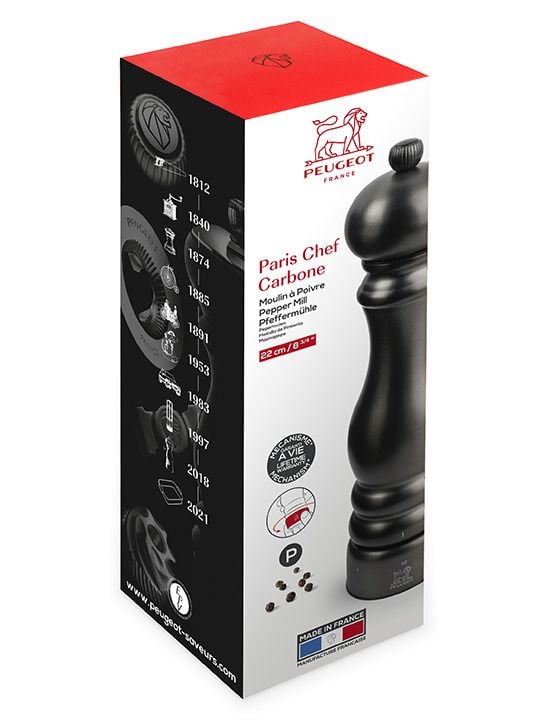Peugeot Paris Chef, Pippurimylly, Hiili, Ruostumaton teräs, 220 mm