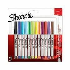 Marker Sharpie Ultra Fine 0,5 mm med 12 stk. ass. farver