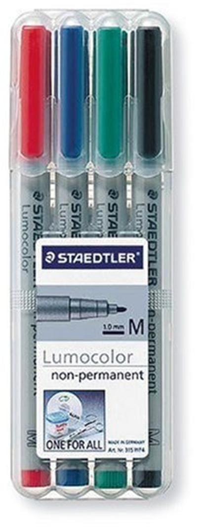 Universalpen Staedtler Lumocolor 315 WP4 medium vandbaserede med 4 stk. ass. farver
