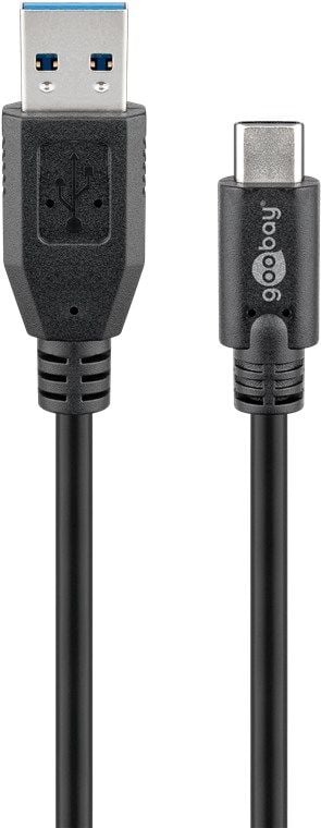 Goobay 73141, 3 m, USB A, USB C, USB 3.2 Gen 1 (3.1 Gen 1), 5 Gbit/s, Svart