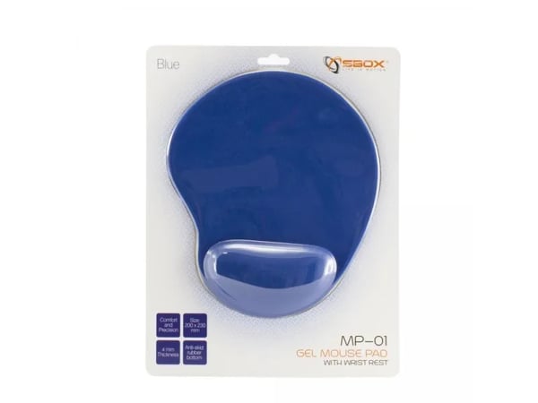 SBOX MP-01BL, Blå, Monokromatisk, Gel, Håndleddshvilepute, Antiskliunderlag