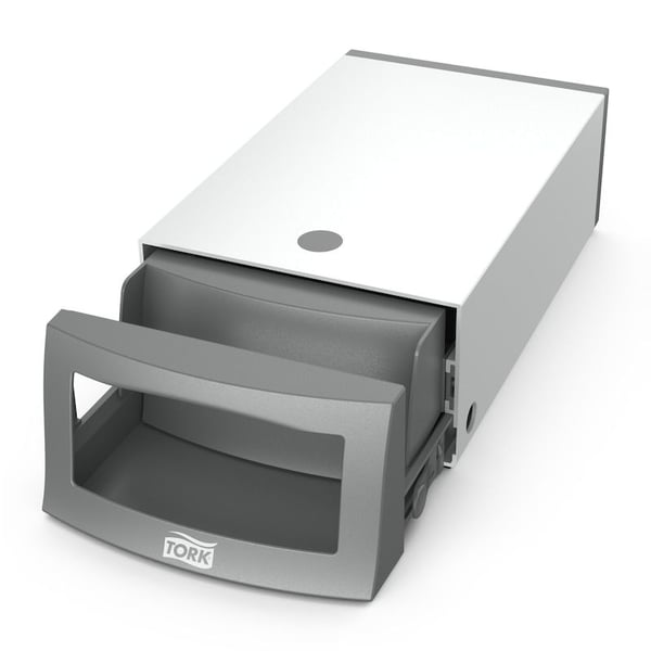 Serviettdispenser Tork N1 Counterfold, bordmodell, aluminium/grå