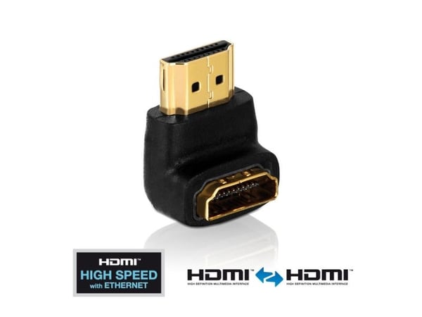 Purelink PureInstall - HDMI-kabel med Ethernet - HDMI hunn til HDMI hann - skjermet - svart - 90°-kontakt