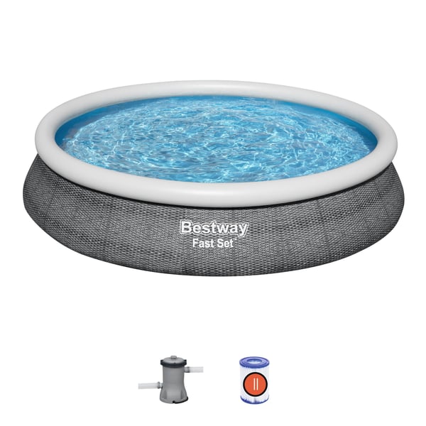 Bestway Fast Set 57313-4, 9677 L, Puhallettava uima-allas, Lapsi ja aikuinen, Harmaa, 21,4 kg