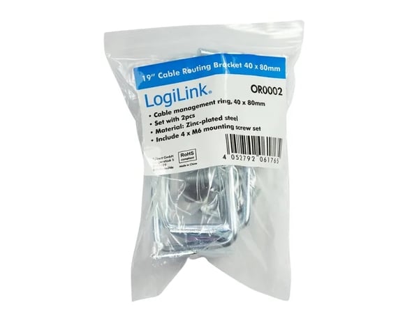 LogiLink OR0002, Kabelring, Stål, Sølv, 2 stykker, 70 g