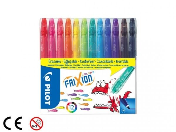 Pilot FriXion Colors fiberpen - med 12 stk. ass. farver