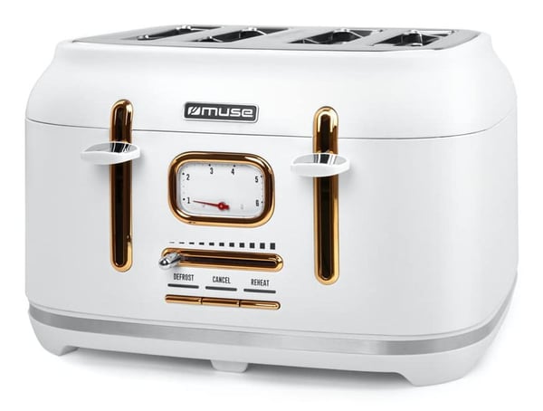 Muse MS-131 W, 4 skivor, Vit, Galvaniserat stål, Rostfritt stål, 1800 W, 220-240 V, 50-60 hz