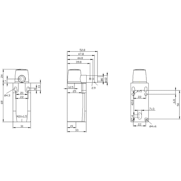 Siemens 3SE5232-0HU21, Muovi, IP65, 53 mm, 111,5 mm, 105 mm, 120 g