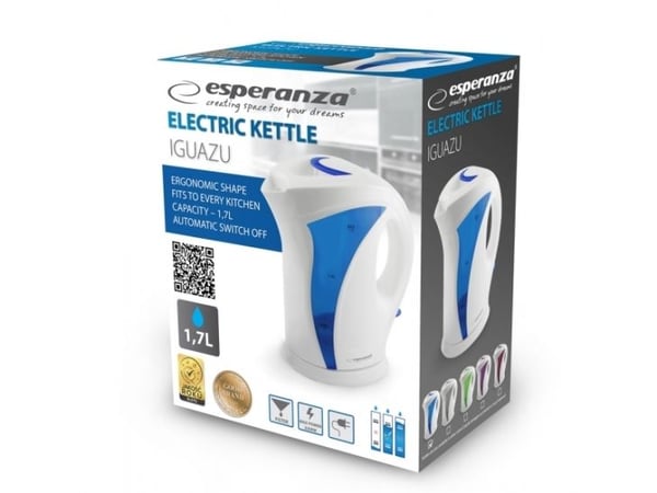 Esperanza Iguazu EKK018B vedenkeitin 2200 W 1,7 l, sininen/valkoinen
