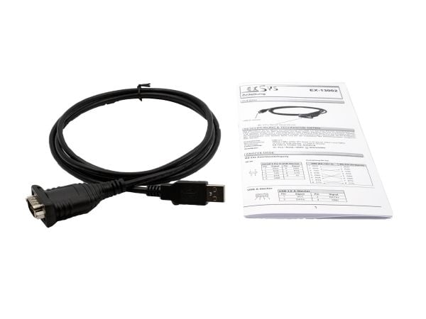 EXSYS EX-13002, Svart, 1,8 m, USB Typ-A, RS-232, Manlig kontakt, Manlig kontakt