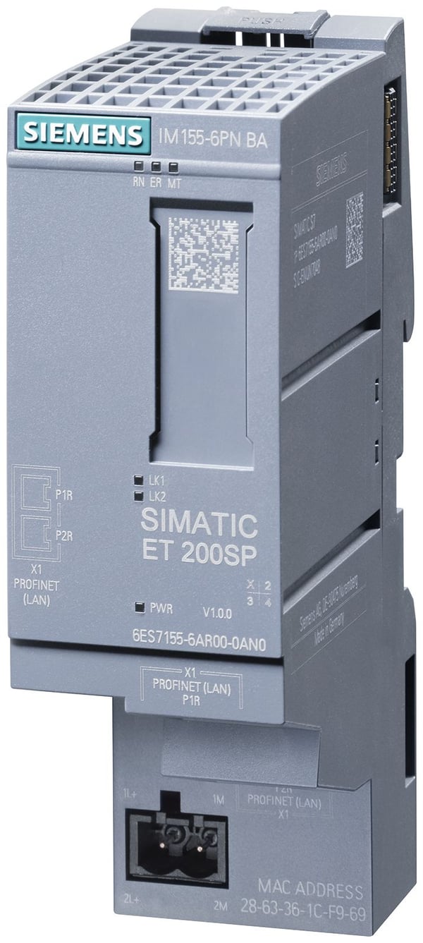 Siemens 6ES7155-6AR00-0AN0, Analog, Strömförsörjning av system, IP20, Multifärg, 19.2-28.8 V, 117 mm