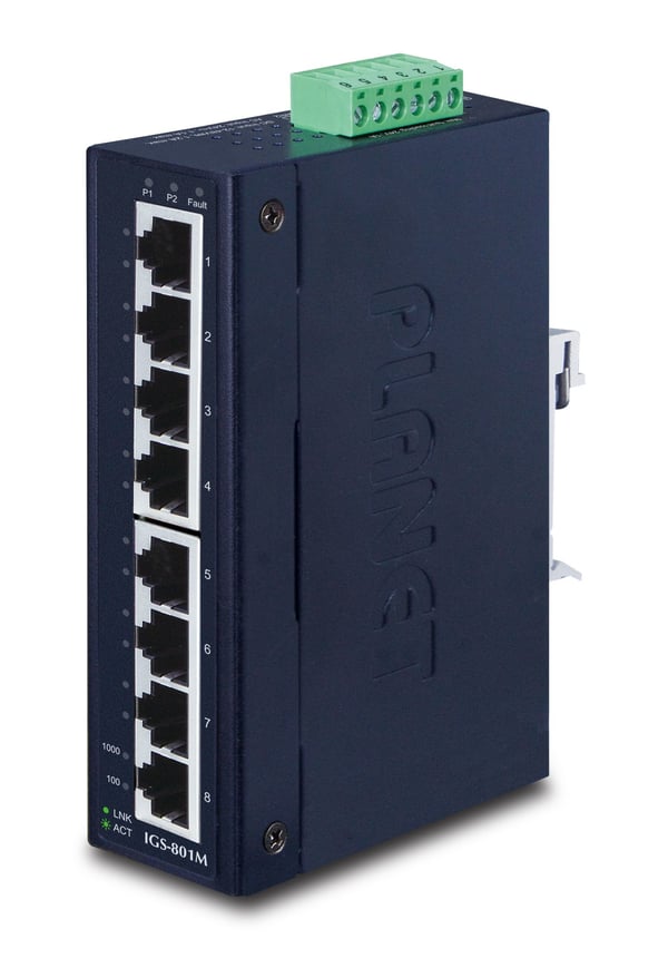 PLANET IGS-801M - Switch - Styrt - 8 x 10/100/1000 - DIN-skinnemonterbar