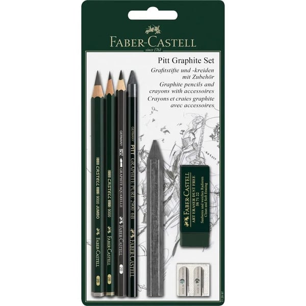 Faber-Castell Pitt Graphite set - Värikynä- ja lyijykynäsarja - grafiitti - 2B, 6B - 5 kpl