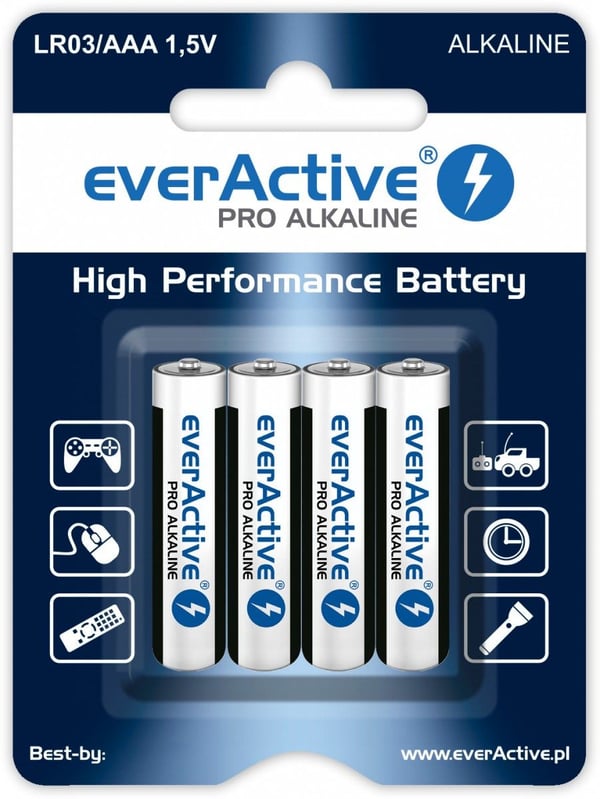 Everactive LR034BLPA, Engangsbatteri, AAA, Alkalinsk, 1,5 V, 4 stykker, 1300 mAh