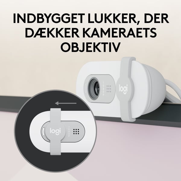Logitech® | BRIO 100 - Webkamera - Full HD - 1920 x 1080 - innbygget mikrofon - USB-C - Off-White