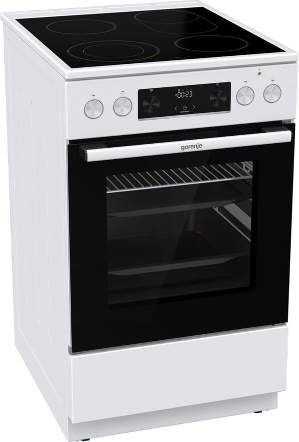 Gorenje GECS5C60WPA, Fristående köksspis, Vit, Knappar, Rotations-, Silver, Metall, LED