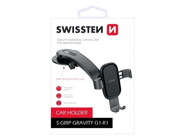 Swissten G1-R1, Mobiltelefon / smartphone, Passiv hållare, Bil, Svart