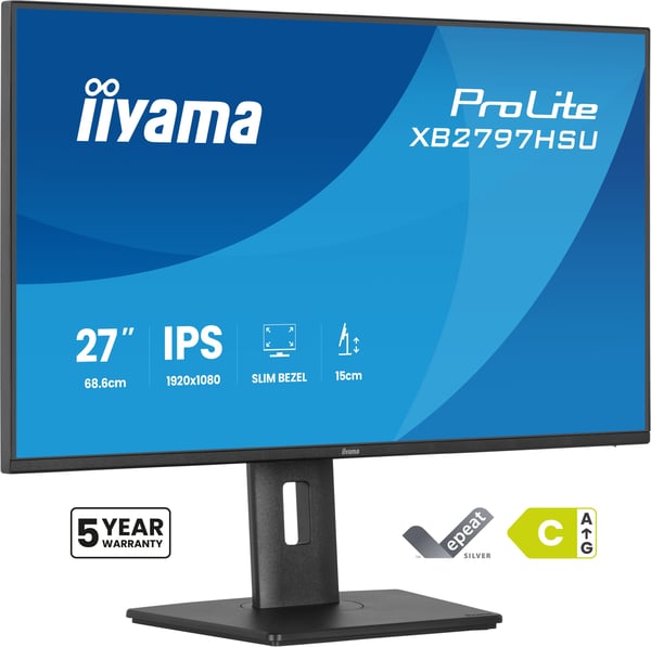 iiyama ProLite XB2797HSU-B1 - LED-skärm - 27" - 1920 x 1080 Full HD (1080p) @ 120 Hz - IPS - 350 cd/m² - 1500:1 - 4 ms - HDMI, DisplayPort - högtal...