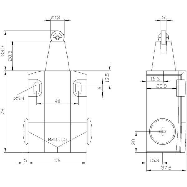 Siemens 3SE51220KD02 3SE5122-0KD02 Asentokytkin 6 A ruostumattomasta teräksestä valmistettu rulla, rullatönäjä IP66, IP67 1 kpl, metalli, IP66, IP6...